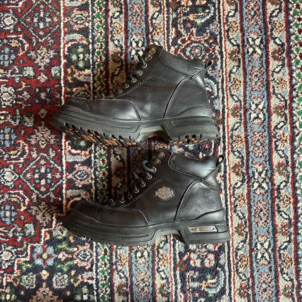 Harley-Davidson Black Leather Riding Boots | Lace-Up Motorcycle Women 10 - Picture 4 of 13